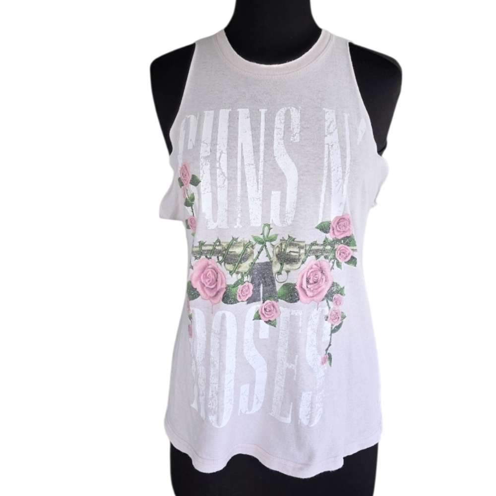 Distressed Guns N Roses Custom Cut Tank XS Pink Retro Band Top